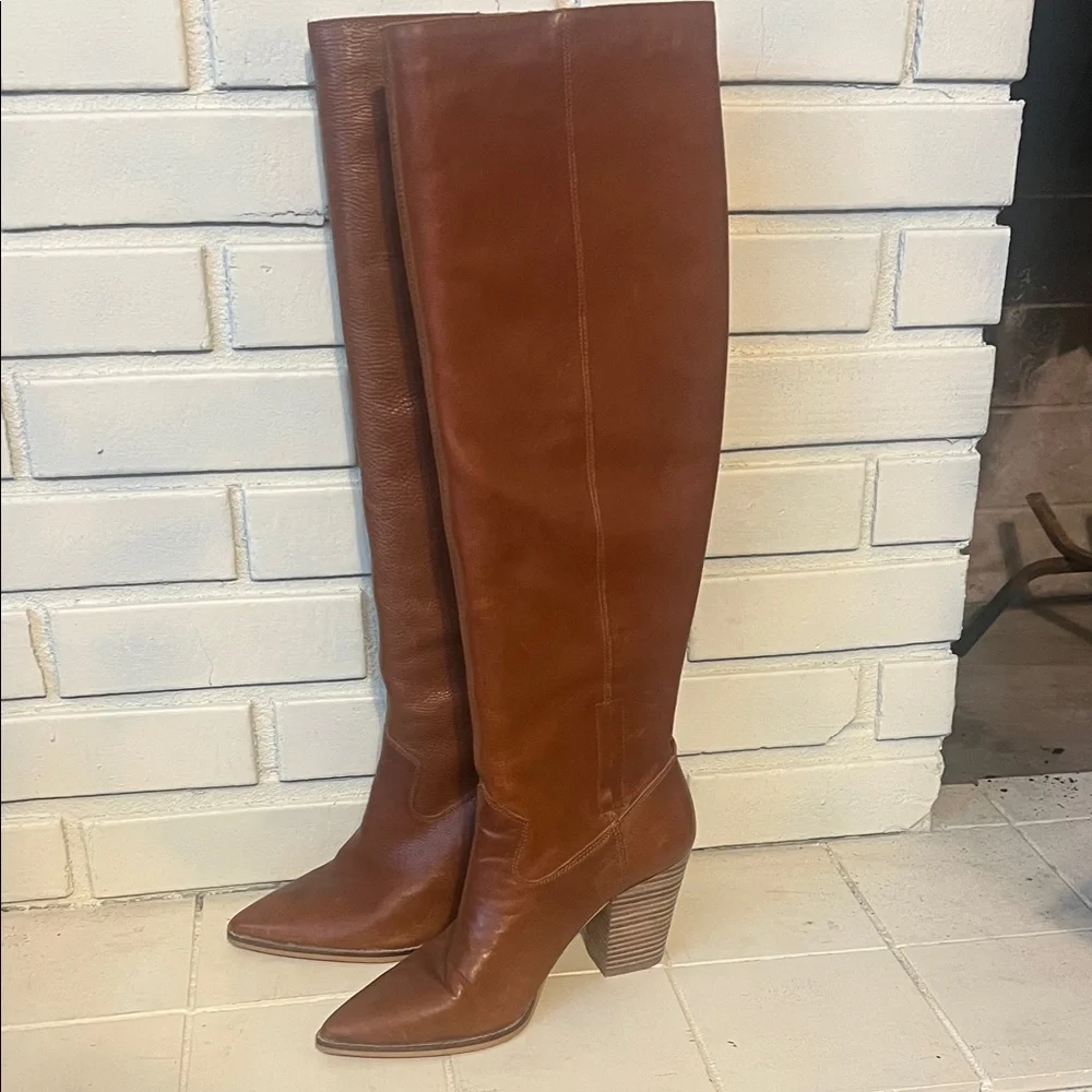 Brown Leather Knee-High Boots Lucky Brand SZ10